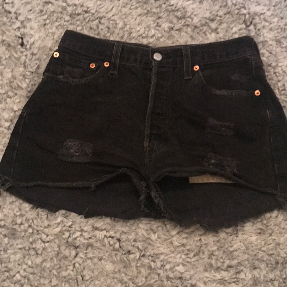Levi Black high waisted denim shorts